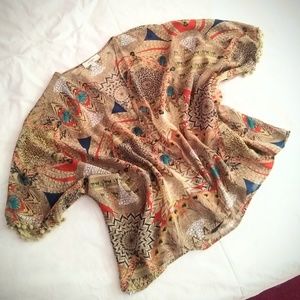 UMGEE Multi Print Sheer Kimono Batwing Top